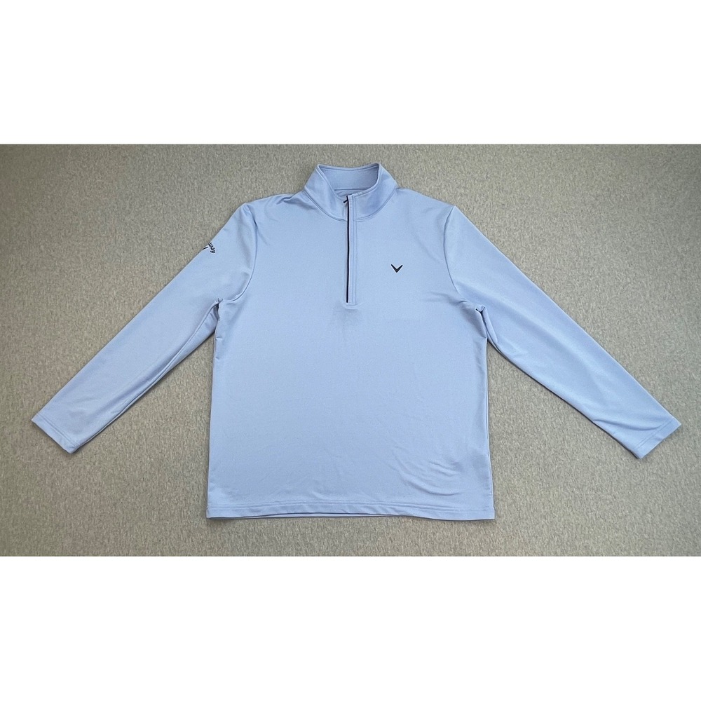 Callaway Shirt Mens Large Blue Performance Stretch Opti-Dri 1/4 Zip Mock Neck